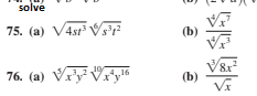 solve
75. (a) V4st
(b)
16
76. (а) Vx
(b)
