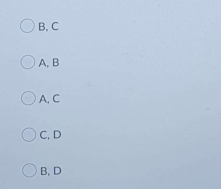 Ов, с
O A, B
O A, C
OC, D
OB, D