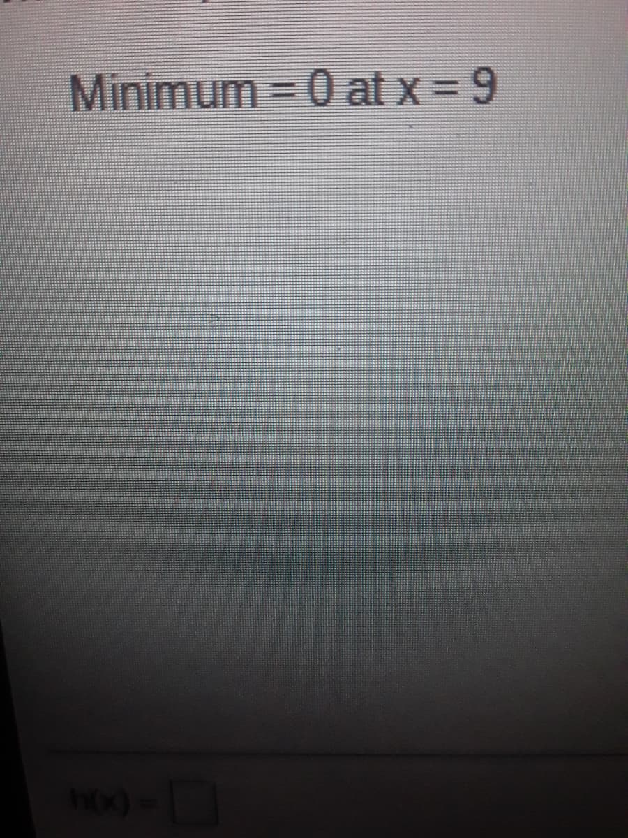 Minimum = 0 at x = 9
