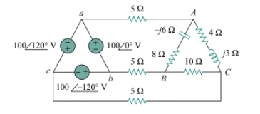 ww
-j6:
42
100/0° V
8Ω
100/120° V
50
10Ω
w
C
b
B
100 /-120° V
50
