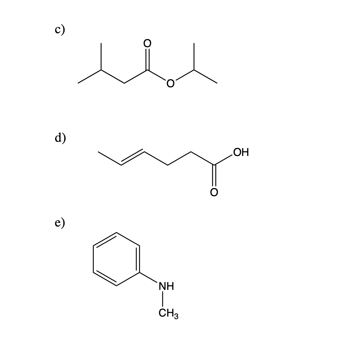 d)
HO
e)
`NH
CH3

