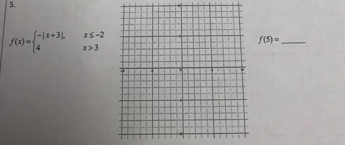 -1x+31,
f(x) =
xS-2
f(5) = .
x>3
5.
