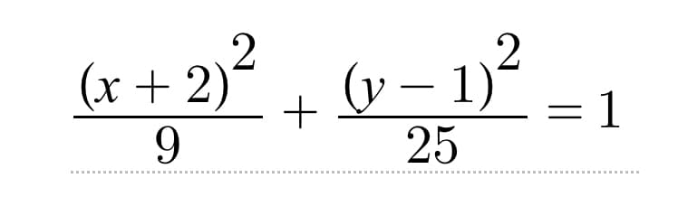 2
(x + 2)
9
+
(v − 1)²
25
= 1