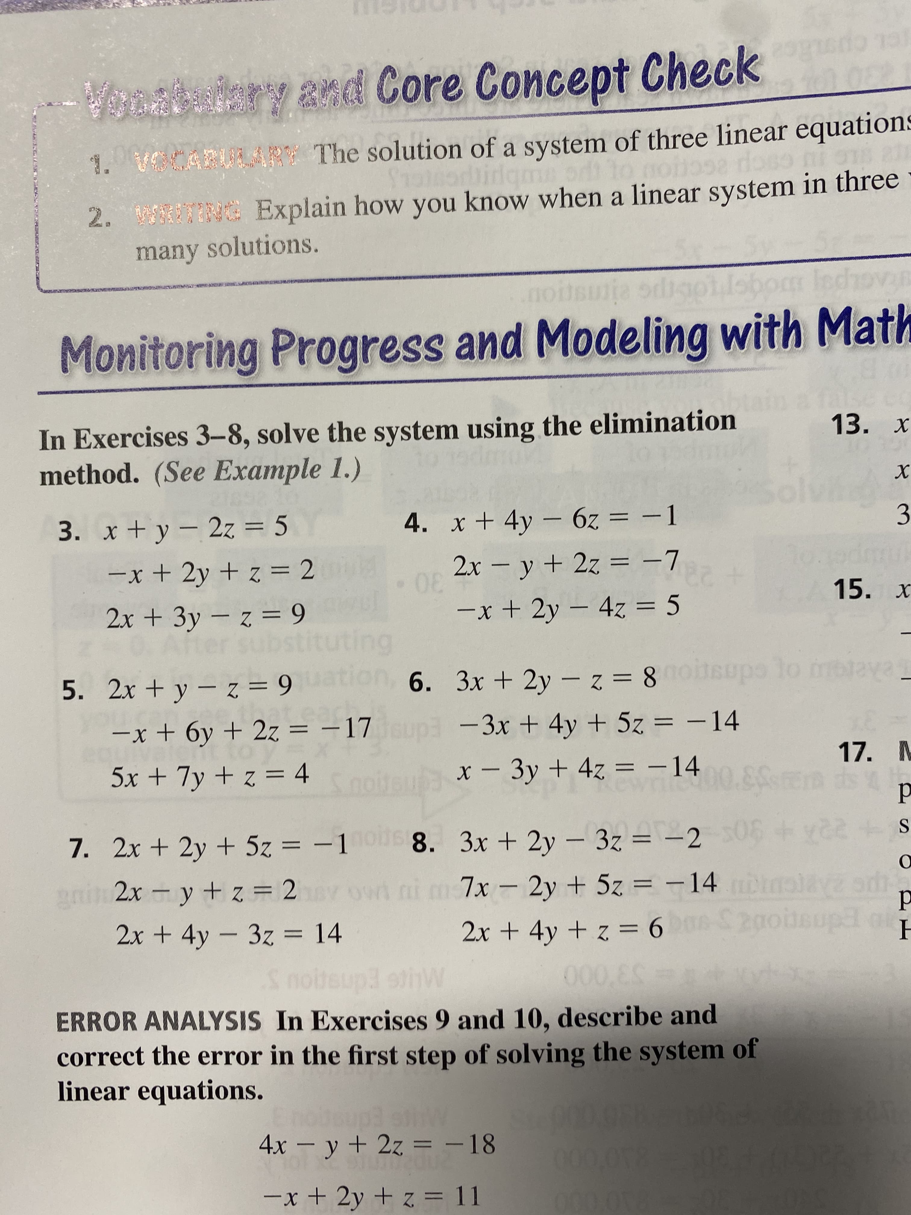 3. x + y- 2z = 5
-x + 2y + z = 2
2x + 3y z = 9
Her sul
-
ng
5. 2x + y - z = 9ation,
-x + 6y + 2z = –17
5x + 7y + z = 4
Snoite
