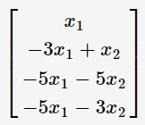 -За
-3x1 + x2
-5x1 – 5x2
L
-5x1 – 3x2
