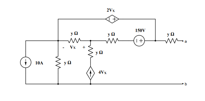 2Vx
y Q
150V
y Q
a
Vx
10A
yQ
4Vx
b.
