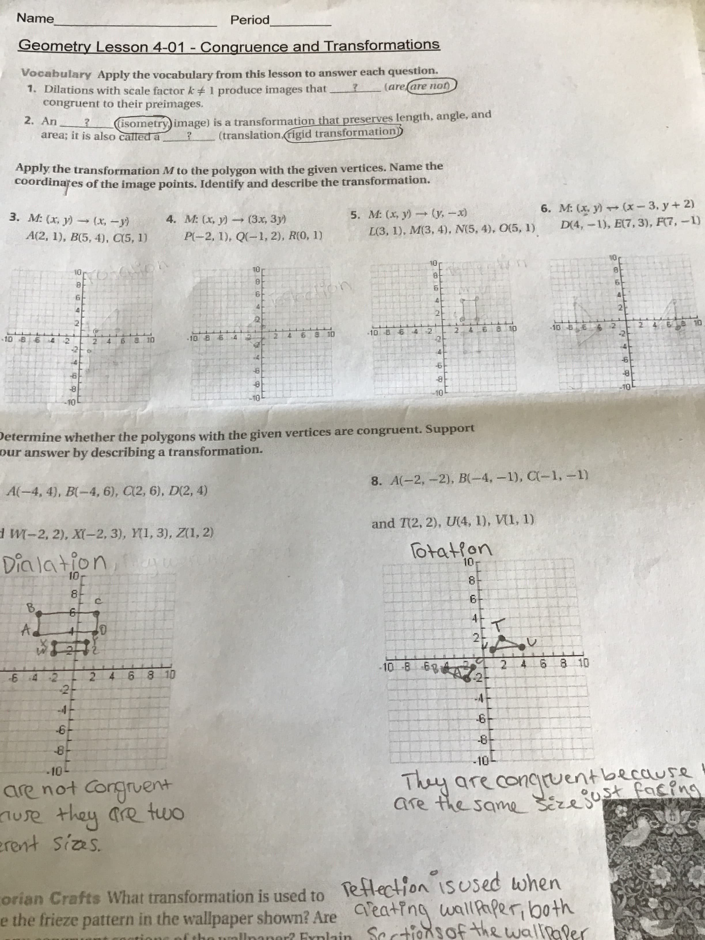 6. M: (x. y) (x-3, y+ 2)
D(4,-1), E(7,3), F(7, -1)
10
21
-10 BE
4 6
10
10
10
