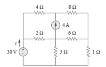 30 V
(+1)
4Ω
2Ω
Μ
Μ
8 Ω
4A
6 Ω
Μ
3Ω
1Ω