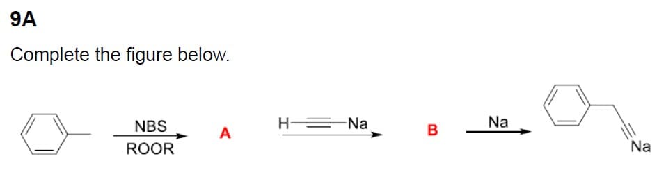 9A
Complete the figure below.
NBS
ROOR
A
H
-Na
B
Na
Na