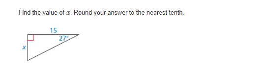 Find the value of z. Round your answer to the nearest tenth.
15
27
