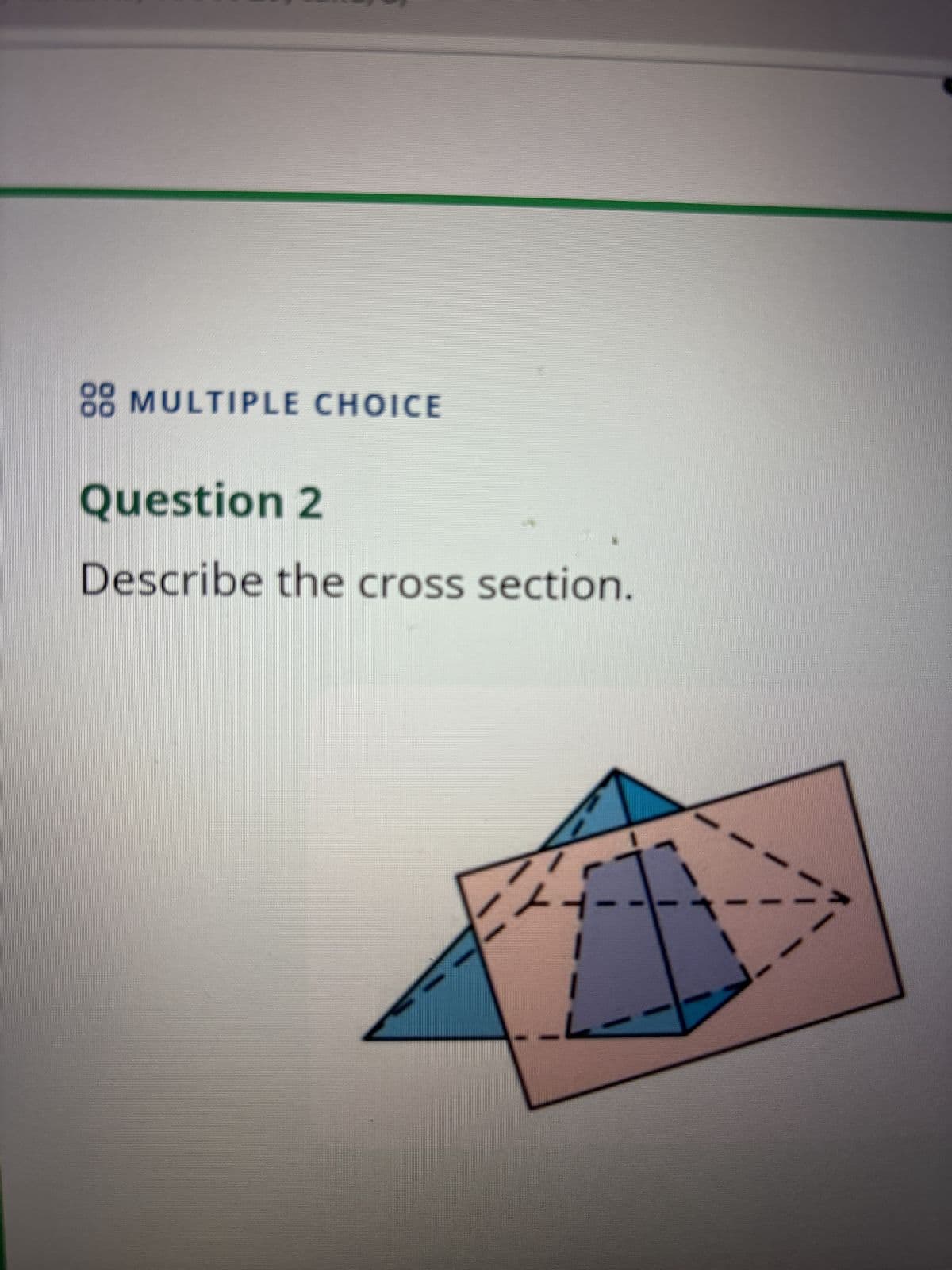 88 MULTIPLE CHOICE
Question 2
Describe the cross section.