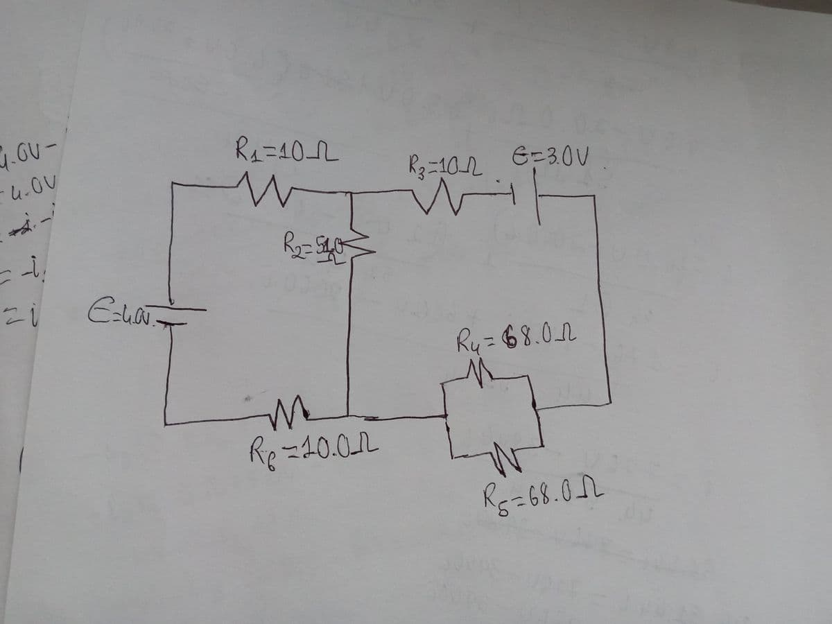 .GU-
4.0V
2.
-
-=
= i
E=Lav
R₁=10_n
E=3.0V
R₂ = 10-12
w
R2=540
M
Rp -10.0_1
انتها
Ru= 68.0_n
N
Ro=68.01