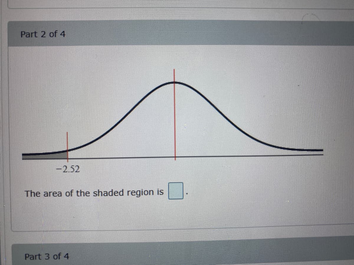 Part 2 of 4
-2.52
The area of the shaded region is
Part 3 of 4
