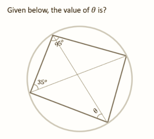 Given below, the value of 0 is?
95⁰
35°
6