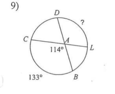 9)
D
114°
133°
B
