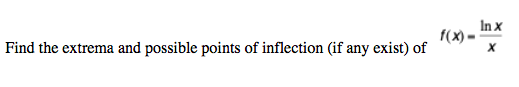 Find the extrema and possible points of inflection (if any exist) of
f(x)-
In x
X