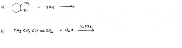 CH3
a)
+ кон
b)
CH3 CHz CH=CH2
+ H20
