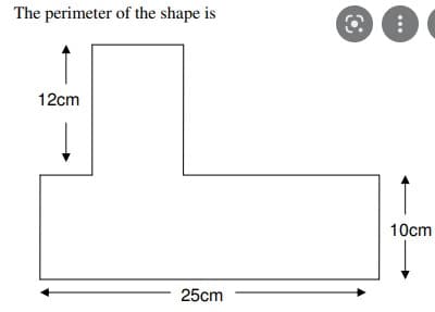 The perimeter of the shape is
12cm
25cm
@
:
10cm