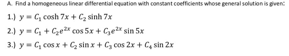 y = C, cosh 7x + C2 sinh 7x
