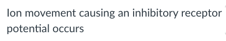lon movement causing an inhibitory receptor
potential occurs
