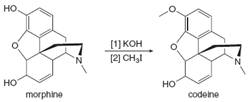 но
[1] KOH
[2] CH31
'N.
но
но
codeine
morphine
