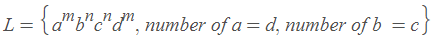 L = { dmin&n&n, number of a = d, number of b = c}
с