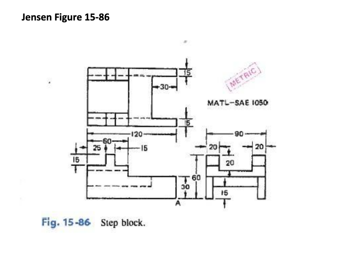 Jensen Figure 15-86
30-
METRIC
MATL-SAE 1050
120
25
06-
15
20
20
15
TEL
20
60
30
15
Fig. 15-86 Step block.
