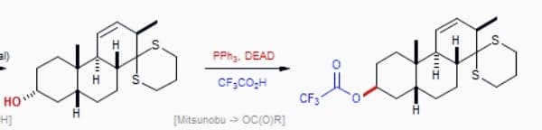 al)
H
406.
PPH₂, DEAD
[Mitsunobu →> OC(O)R]
HO
H]
CF.COH
CF3
tit