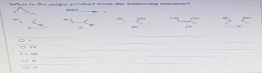 What is the major product from the following reaction?
عمده