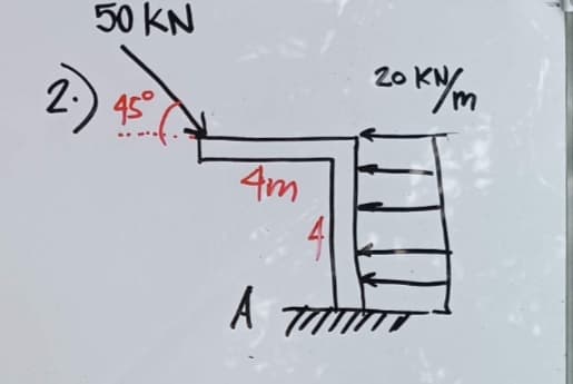 50 KN
2.
45°
4m
4
20 KN/
m
A 7777777
T