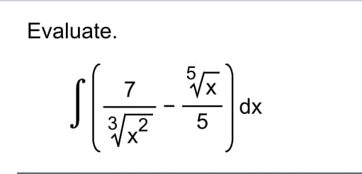 Evaluate.
7
dx
3/ 2
