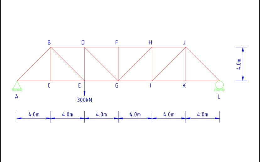 В
F
E
G
K
A
300KN
4.0m
to
4.0m
4.0m
4.0m
4.0m
4.0m
B.
4.0m
