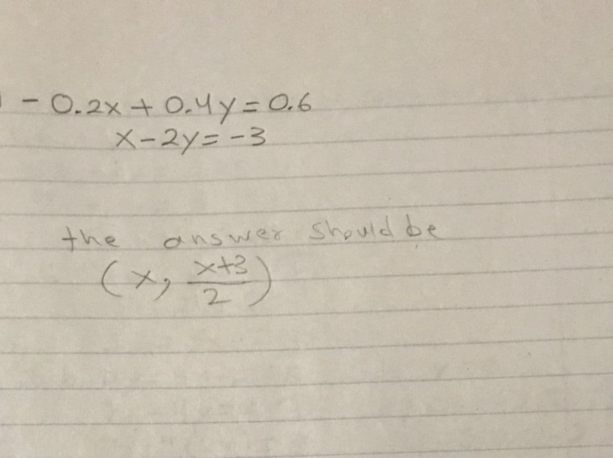 - 0.2x + 0,yy=0.6
メ-2y=-3
ans wer Should be
x+3
(*)
the
み)
2
