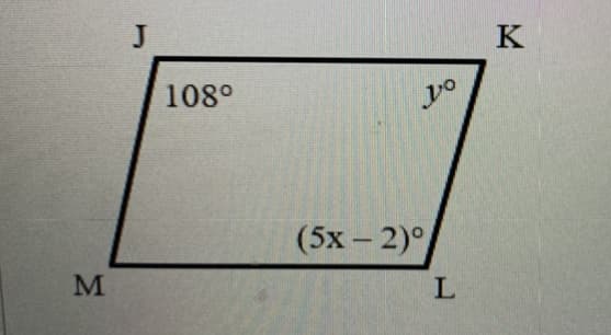 J
K
108°
yo
(5х - 2)°
