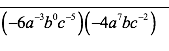 (-6a*b°c*)(-4a'bc²)
