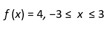 f (x) = 4, -3 s x <3
%3D
