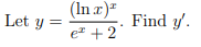 (In r)*
e + 2
Let y =
Find y.
