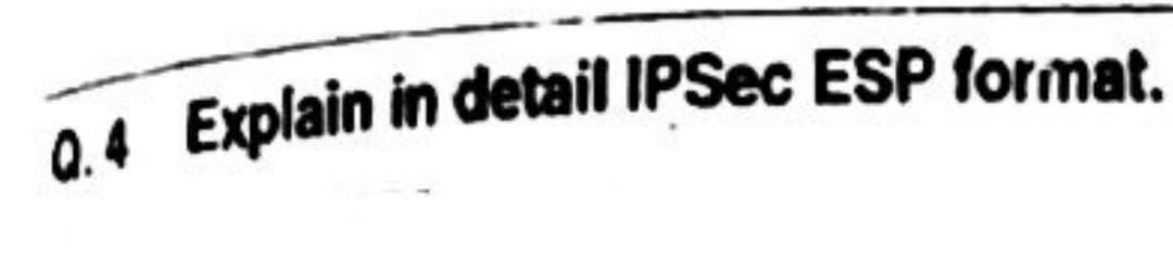 Q.4 Explain in detail IPSec ESP format.