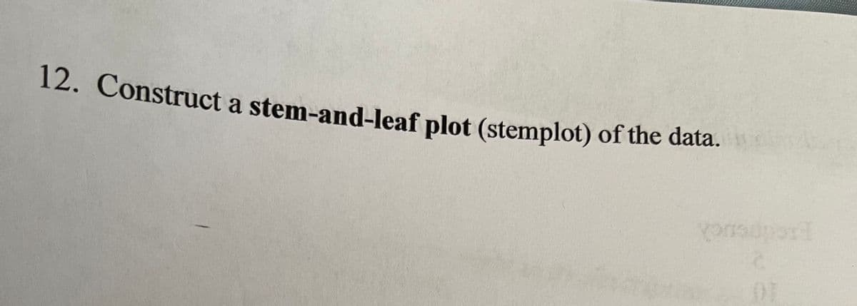 12. Construct a stem-and-leaf plot (stemplot) of the data.
