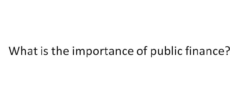 What is the importance of public finance?