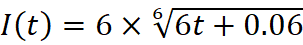 I(t) = 6 x √√6t + 0.06