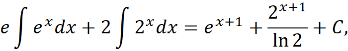 eS ]
2*+1
e*dx + 2
2* dx
ex+1
+ C,
+
In 2
