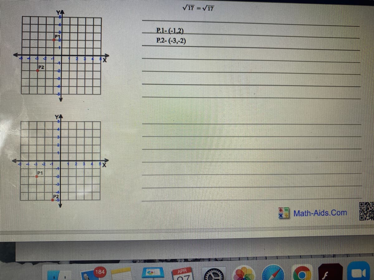 V17 =V17
P.1-(-1,2)
Р2- (3,-2)
P1
P2
P1
P2
Math-Aids.Com
184
APR
4x
