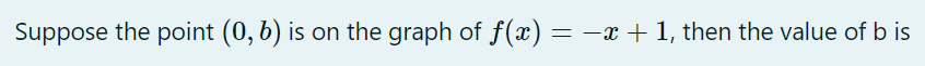 Suppose the point (0, 6) is on the graph of f(x) =
-x+1, then the value of b is
