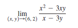 x² – 3xy
lim
(х, у)—(6, 2) х —
— Зу
