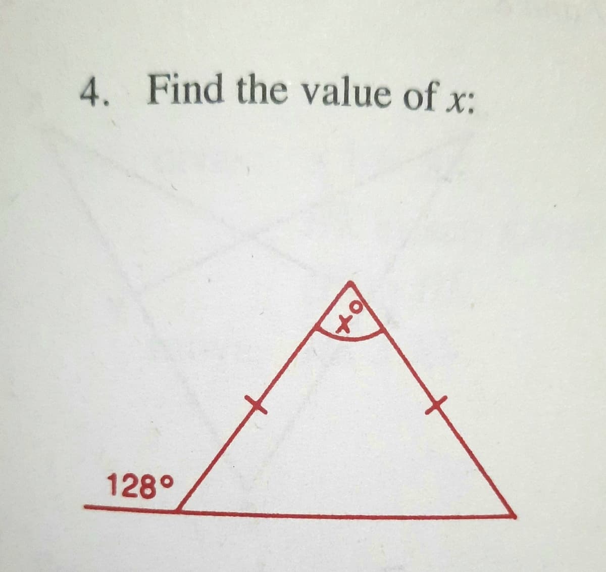 4. Find the value of x:
128°
01
