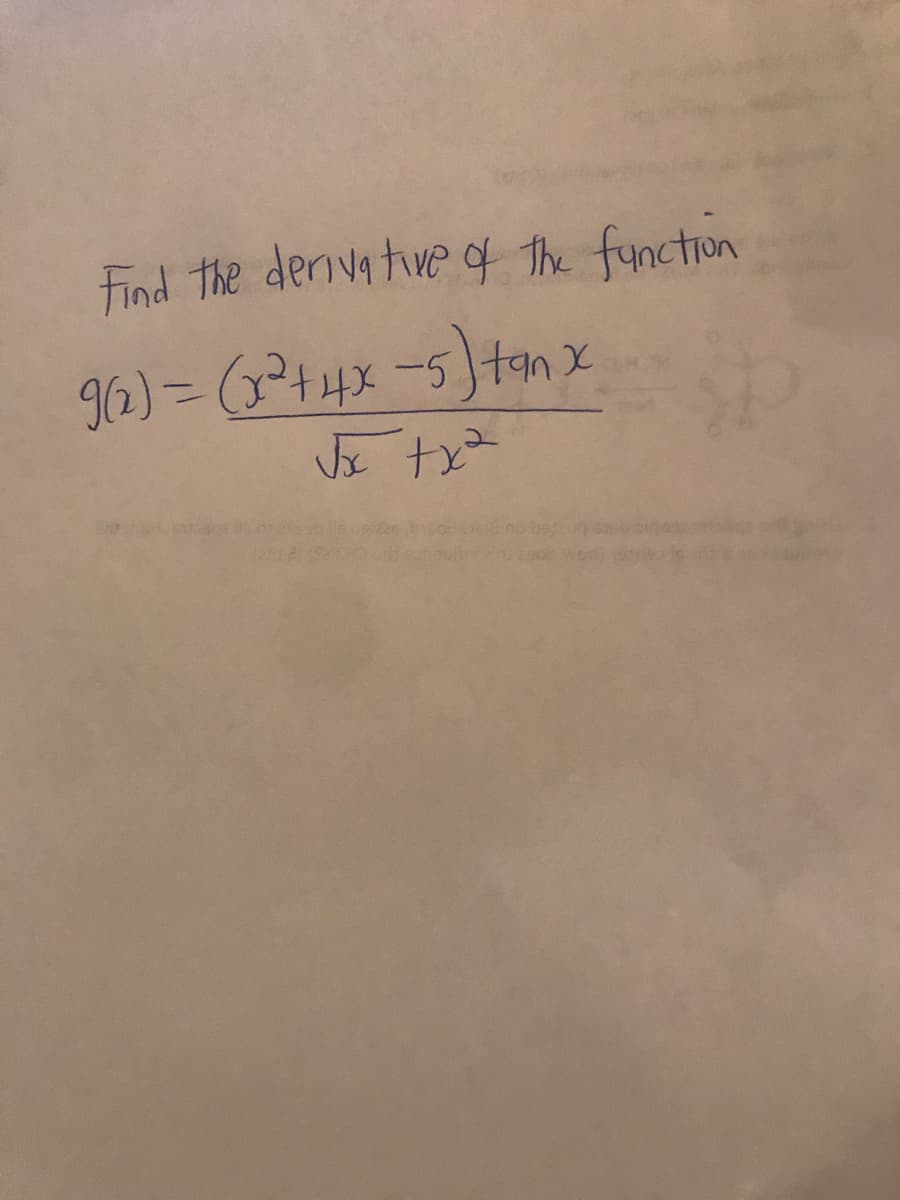 Find The denivative g the function
