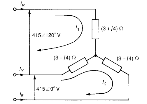 IR
γ
18
415 4120V
(3 + j4) Ω
415<0° V
11
(3 + j4) Ω
12
(3 + j4) Ω