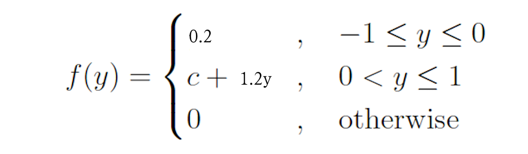 -1 <y <0
0 < y < 1
0.2
f(y)
c+ 1.2y
otherwise
