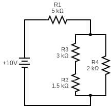 R1
5 k2
R3
3 kQ
R4
2 kQ
+10V
R2
1.5 kQ
